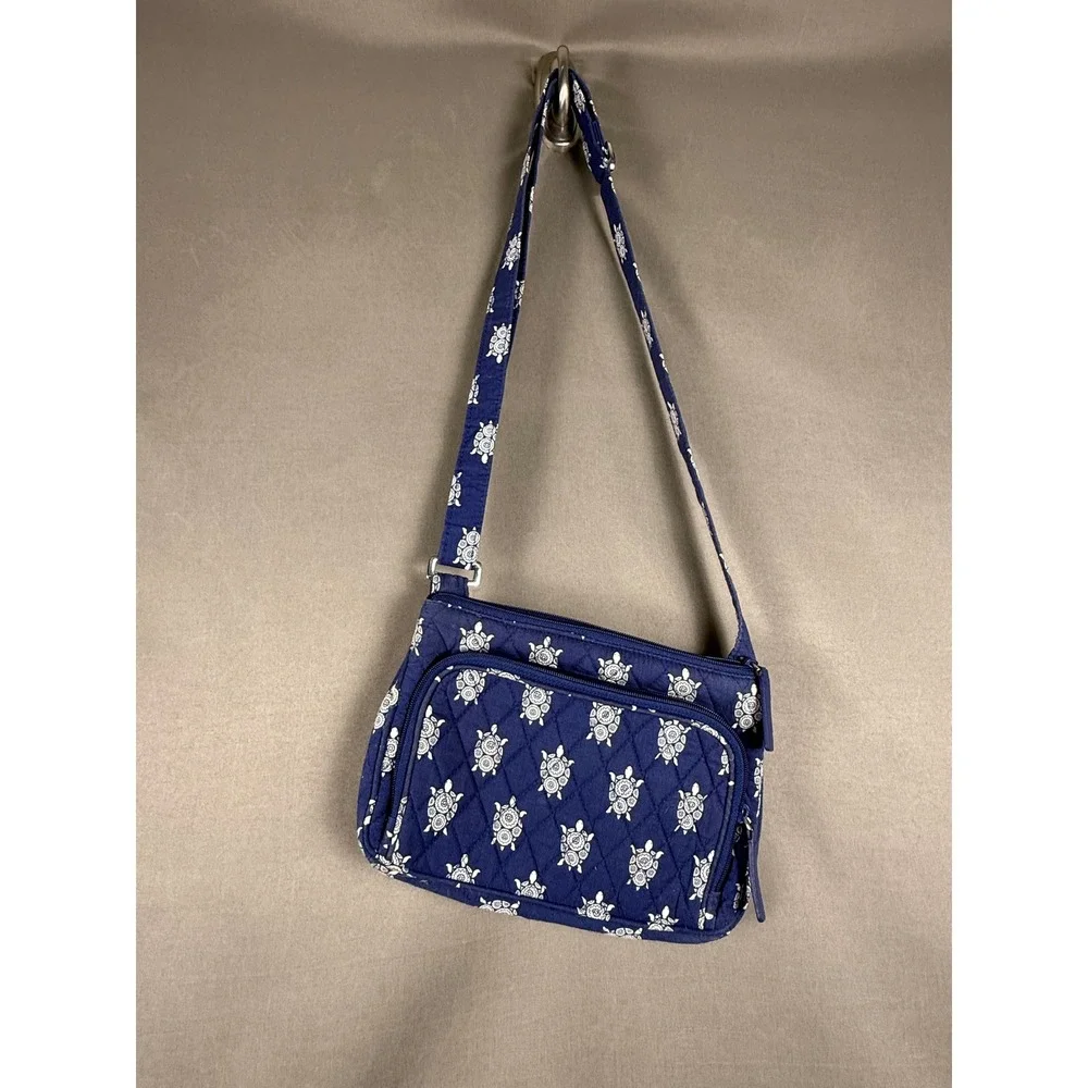 Vera Bradley Crossbody Bag Womens Small Blue Sea Turtle Quilted Wallet Purse